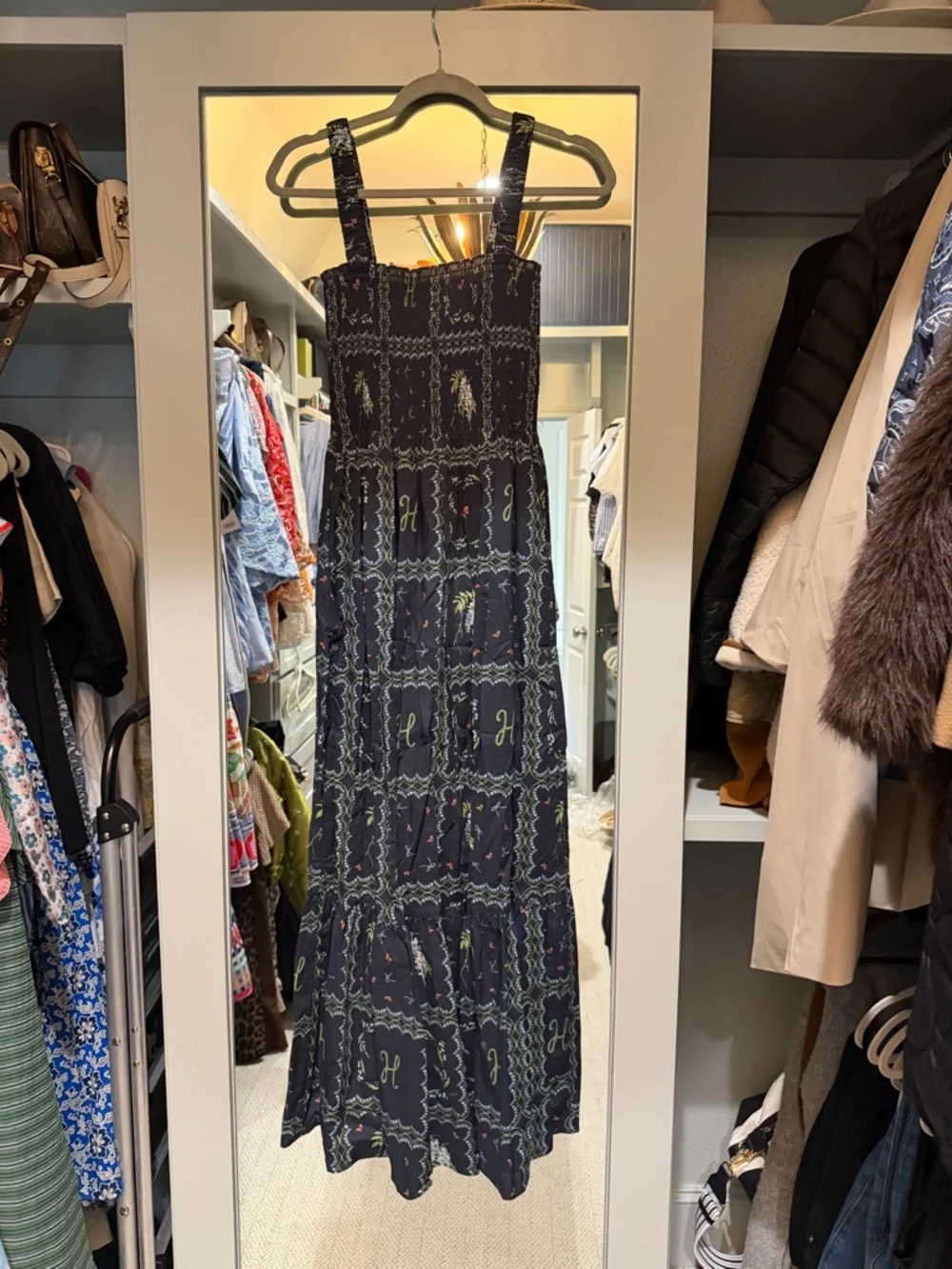 Hill House Navy Maxi Dress with Multicolor Floral Motif - Picture 1 of 3
